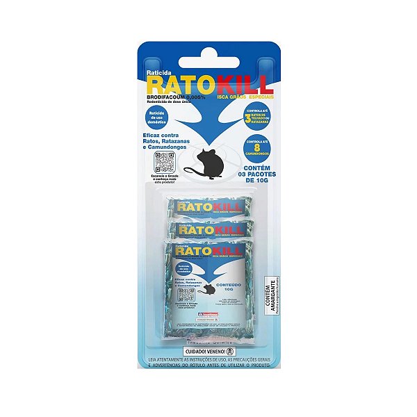 Raticida Insetimax Graos Espec Ratokill 10Gr - Embalagem 3X10 GR - Preço Unitário R$1,60