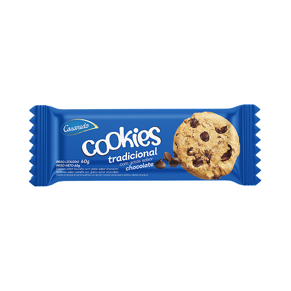 Biscoito Cookies Casaredo Baunilha Com Gotas De Chocolate 60Gr - Embalagem 24X60 GR - Preço Unitário R$2,70