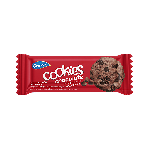 Biscoito Cookies Casaredo Chocolate Com Gotas De Chocolate 60Gr - Embalagem 24X60 GR - Preço Unitário R$2,70