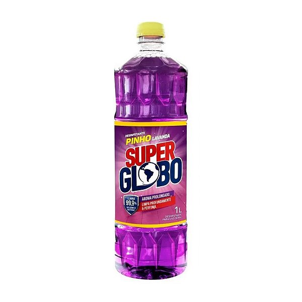 Desinfetante Super Globo Pinho Lavanda 1 Litro - Embalagem 12X1 LT - Preço Unitário R$5,57