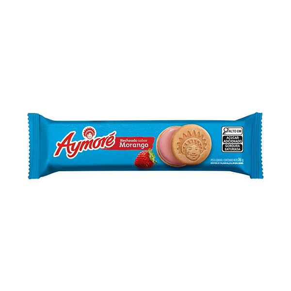Biscoito Recheado Aymore Morango 86Gr - Embalagem 48X86 GR - Preço Unitário R$2,39
