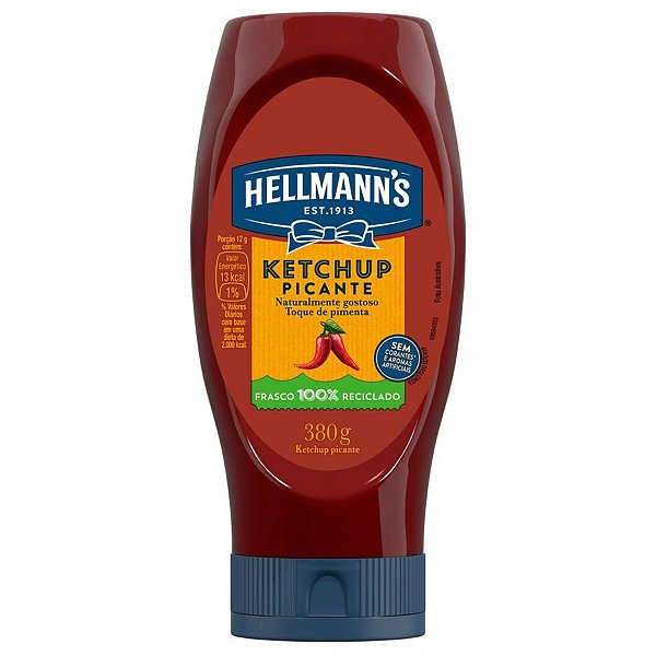 Catchup Hellmanns Picante Pet 380Gr - Embalagem 6X380 GR - Preço Unitário R$10,57