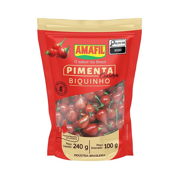 Pimenta Biquinho Amafil Sache 240Gr - Embalagem 24X240 GR - Preço Unitário R$7,87