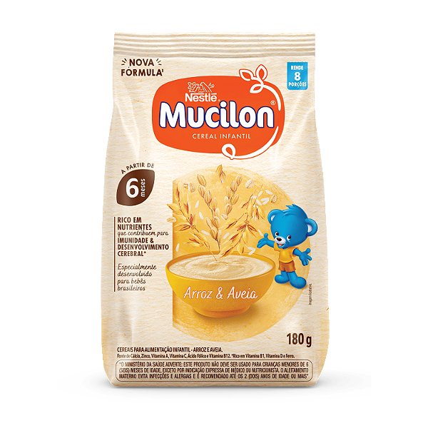 Mingau Mucilon Arroz E Aveia Sache 180Gr - Embalagem 1X180 GR