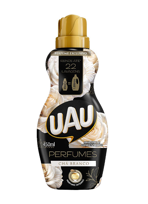 Amaciante De Roupas Concentrado Uau Perfumes Cha Branco 450Ml - Embalagem 12X450 ML - Preço Unitário R$8,51