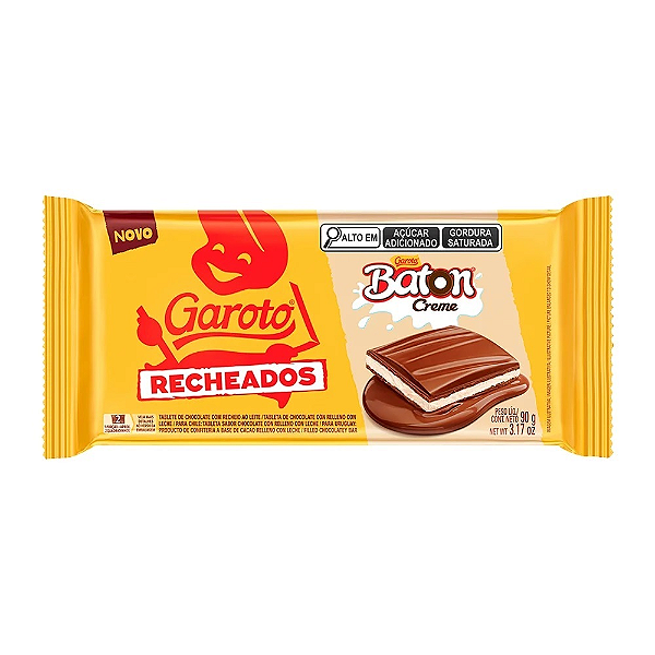 Chocolate Tablete Garoto Baton Creme 90Gr - Embalagem 14X90 GR - Preço Unitário R$6,26
