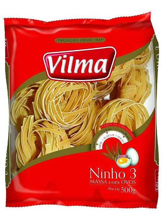 Macarrao Ninho Ovos Vilma Numero 3 - 500Gr - Embalagem 20X500 GR - Preço Unitário R$6,72