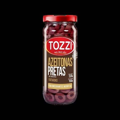 Azeitona Preta Tozzi Fatiada Vidro 160Gr - Embalagem 12X160 GR - Preço Unitário R$12,41