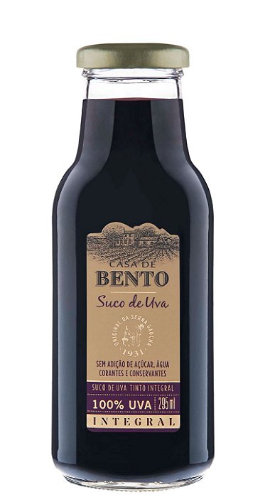 Suco De Uva Integral Tinto Casa Bento Vidro 295Ml - Embalagem 12X295 ML - Preço Unitário R$7,93