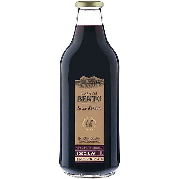 Suco De Uva Integral Tinto Casa Bento Vidro 1Litro - Embalagem 6X1 LT - Preço Unitário R$18,20