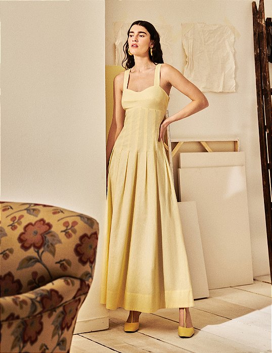 Vestido Pregas Leonie