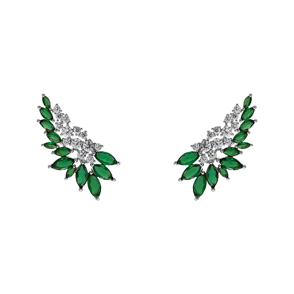 Brinco Earcuff Asa Esmeraldas Fusion e Zircônia