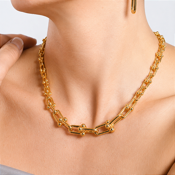 Colar elos Inspiração Tiffany banhado no Ouro Amarelo