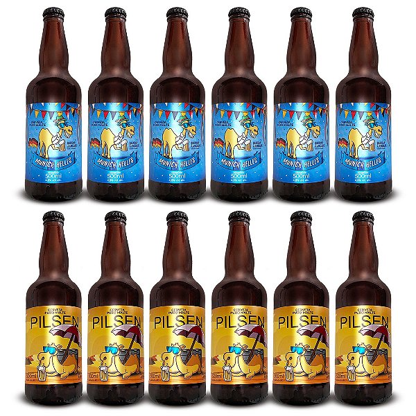 Fardo Cervejas Munich Helles + Pilsen / 12 Garrafas 500 ml