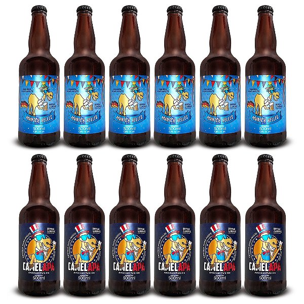 Fardo Cervejas Munich Helles + Camel APA / 12 Garrafas 500 ml