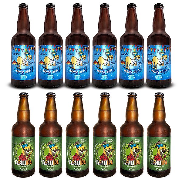 Fardo Cervejas Munich Helles + Camel IPA / 12 Garrafas 500 ml