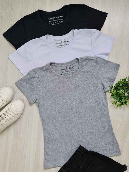 KIT 3 GOLA REDONDA FEMININA MESCLA 10% OFF