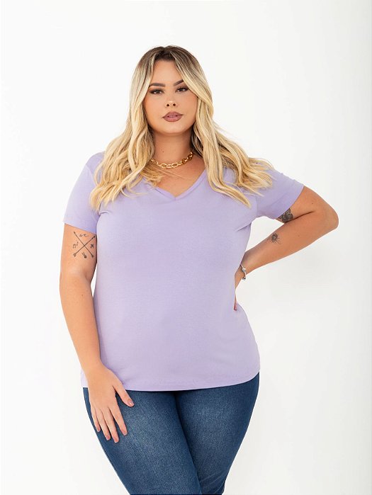 T-shirt Gola V Plus Size Viscolaycra Lavanda