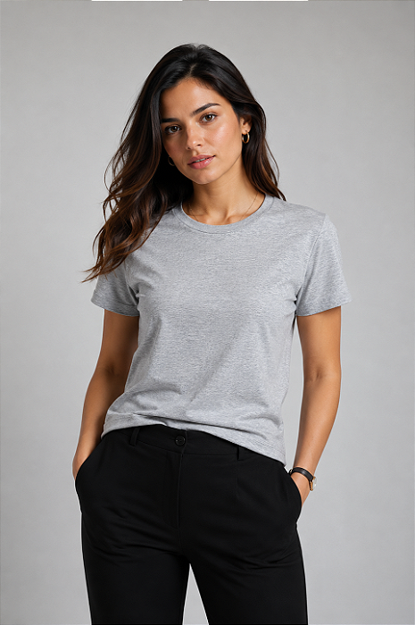 T Shirt Gola Redonda Lisa Mescla