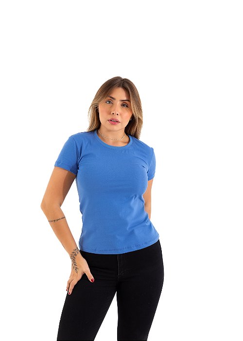 T Shirt Gola Redonda Lisa Denim