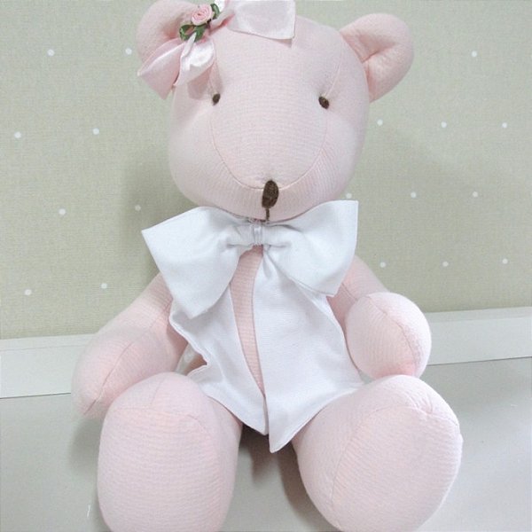 Urso de tecido Pique Rosa