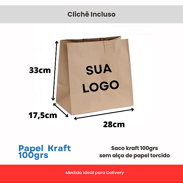 SACO KRAFT 28X32X17,5 PERSONALIZADO