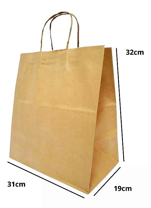 Sacola de Papel Kraft Delivery com Alça - 18x22x10,5cm - 10un