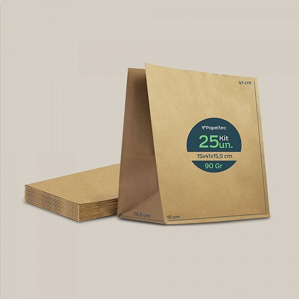 Saco de Papel Kraft Liso Delivery - 31x41x15,5cm - 25un