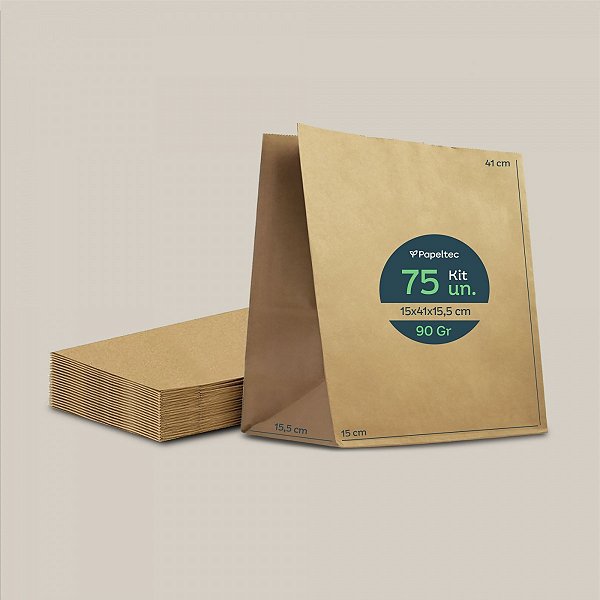 Saco de Papel Kraft Liso Delivery - 31x41x15,5cm - 75un