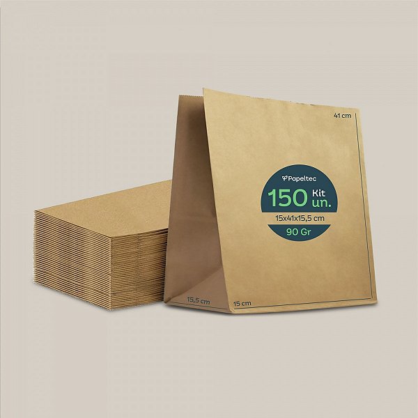 Saco de Papel Kraft Liso Delivery - 31x41x15,5cm - 150un