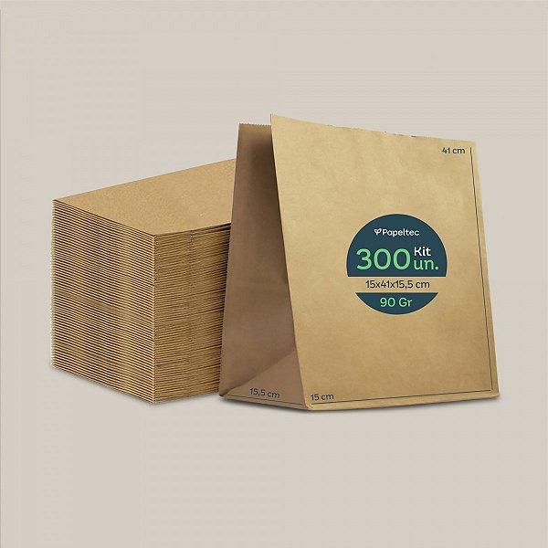 Saco de Papel Kraft Liso Delivery - 31x41x15,5cm - 300un