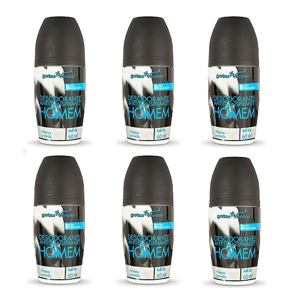 Kit Desodorante Antitranspirante Roll On Homem com 6 unidades de 60 ml cada