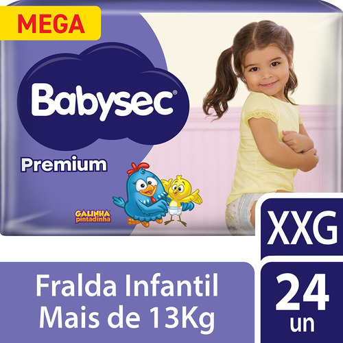 Fralda Infantil Babysec Galinha Pintadinha Premium XXG c/24