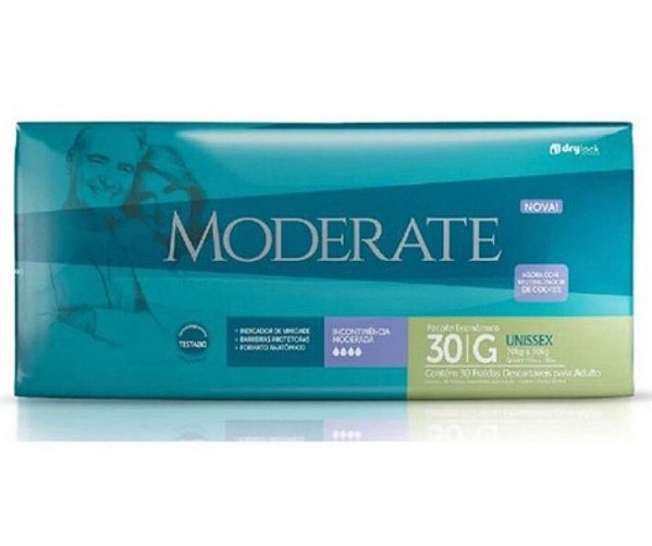 Fralda Geriátrica Moderate G com 30 unidades BARATO