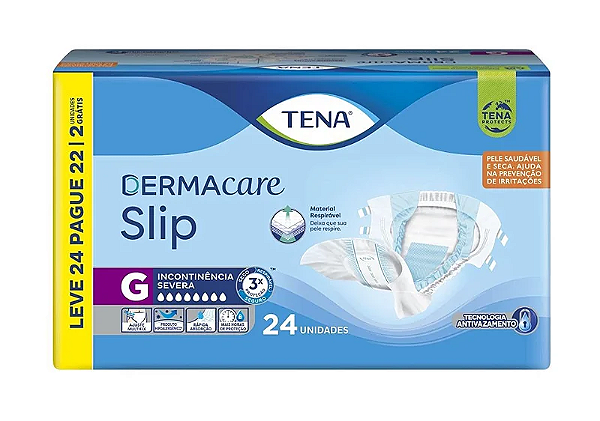 Fralda Geriátrica Tena Dermacare Slip Incontinência Severa leve 24 e pague 22
