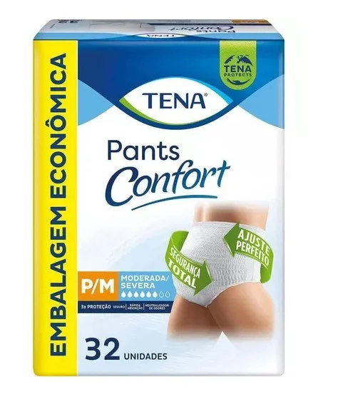 Fralda Calça Adulto Idosos Tena Pants Confort P/M 32 Fraldas