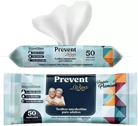 Toalhas Umedecidas Geriátrica  com 50 unidades - Prevent