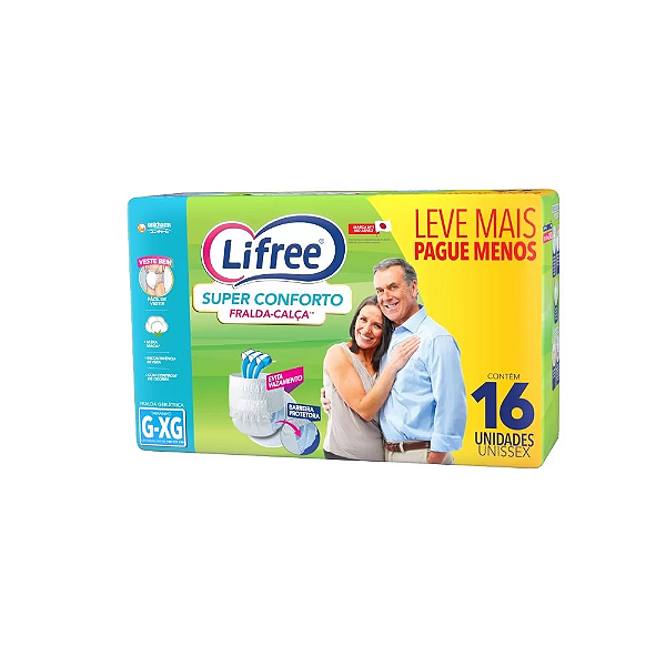 Fralda Calça Geriátrica Adulto Lifree  P/m ou G/XG com 16 un