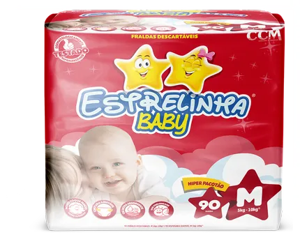 Fralda Infantil Pacotão Estrelinha Baby Tamanho: M com 90