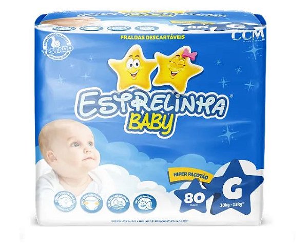 Fralda Infantil Pacotão Estrelinha Baby Tamanho: G com 80