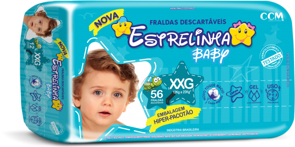 Fralda Infantil Pacotão Estrelinha Baby Tamanho: XXG com 56
