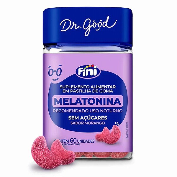 Melatonina Dr Good Suplemento Sabor Morango Fini 60 Gomas