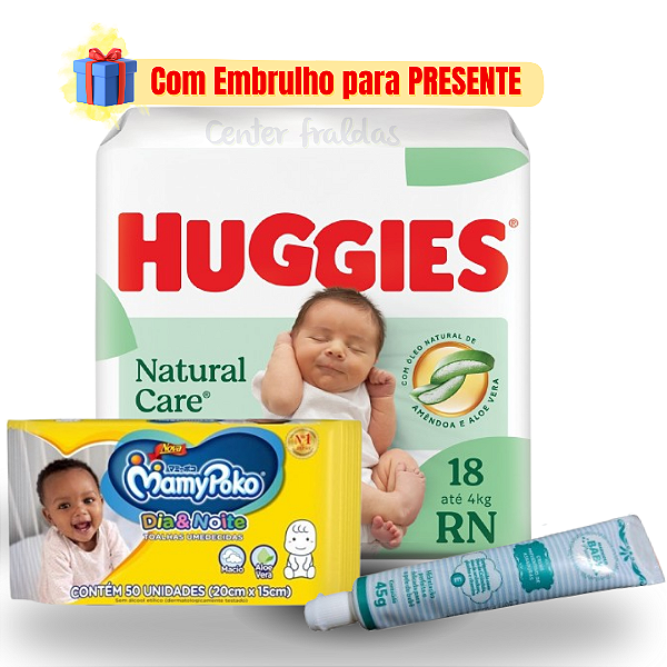 Kit Chá de Fraldas Huggies Lenço Umedecido E Pomada Assadura