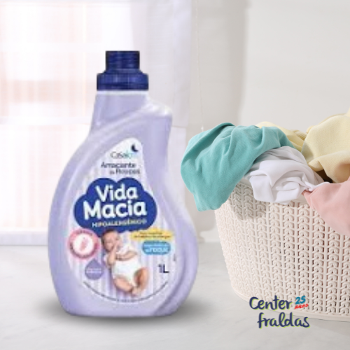 Amaciante para Roupas Infantil Vida Macia Amêndoas 1 Litro