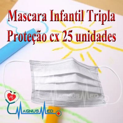 MASCARA DESCARTÁVEL INFANTIL ( KIDS ) TRIPLA C/ ELÁSTICO C/ 25 UN - AR BIOTECH