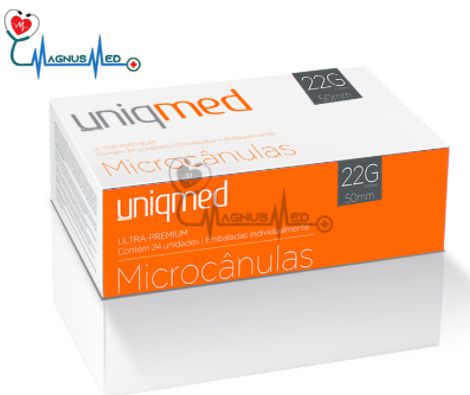 Microcânulas 22G x 50mm caixa 24 unidades - Uniqmed
