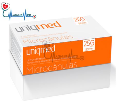 Microcânulas 25G x 50mm caixa 24 unidades - Uniqmed