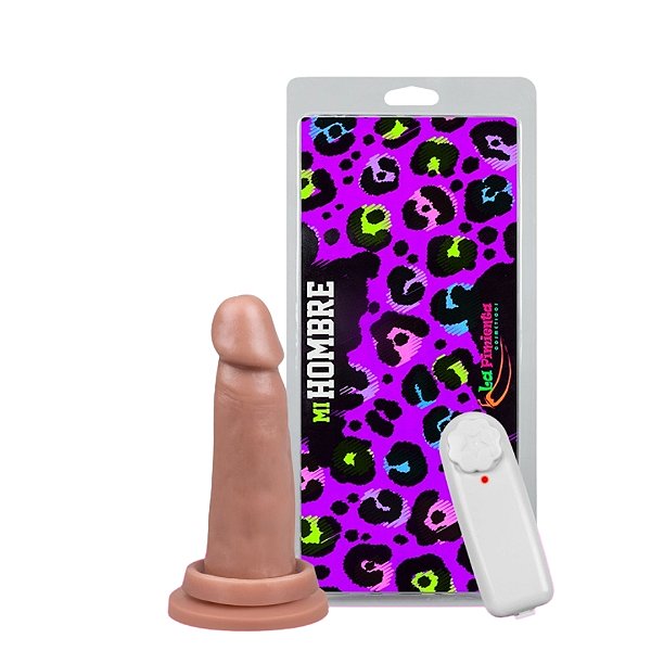 Prótese Maciça Realística com Ventosa e Vibro 14x3,5cm La Pimienta