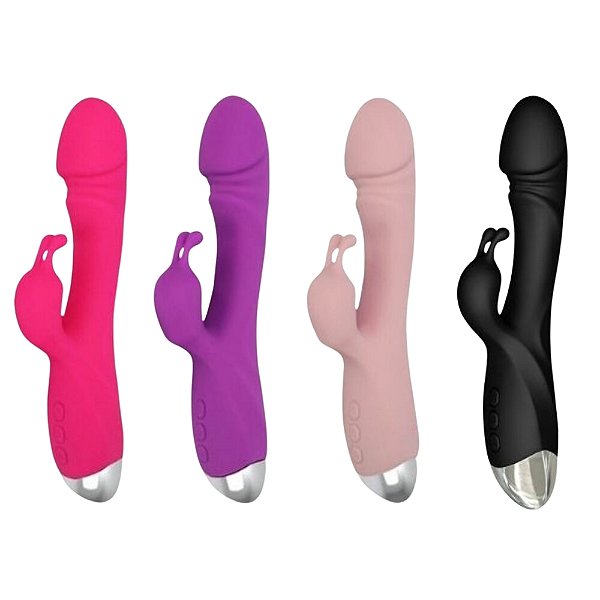Vibrador Rabbit do Ponto G com Estimulador Clitoriano em Silicone DKA Import