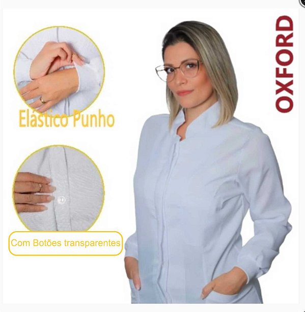 Jaleco Feminino Acentuado Gola Padre  Branco